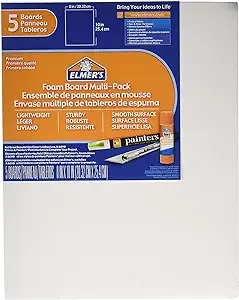 Elmer's Foam Board Multi-Pack, 8 x 10 Inches, 3/16 Inch Thickness, White, 5 Count