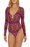 Echo Long Sleeve One-piece Swimsuit In Neutral