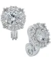 Crystal Stud E-z Comfort Clip-on Earrings In Silver