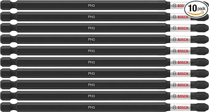 BOSCH ITPH36B 10-Pack 6 In. Phillips #3 Impact Tough Screwdriving Power Bits