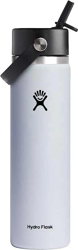 Hydro Flask 24oz Wide Mouth Flex Straw Cap White