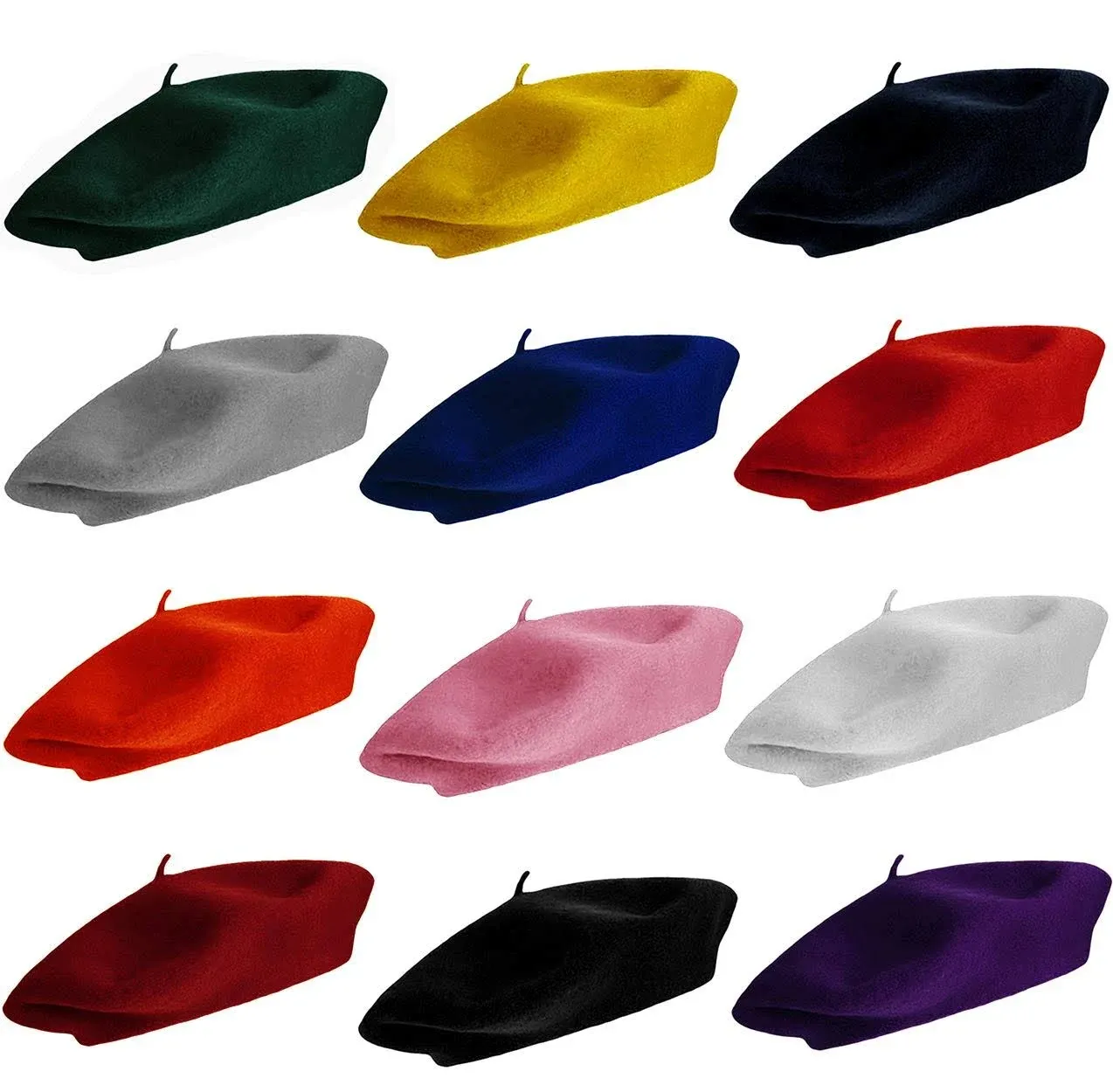 Wool Berets for Adults - French Beret - Artist Hat - Pack by  Colorful - 12 Pack