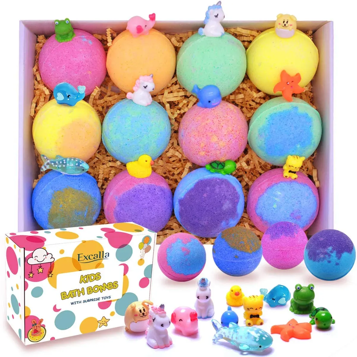 Excalla Kids Bath Bombs With Surprise Toys Inside 