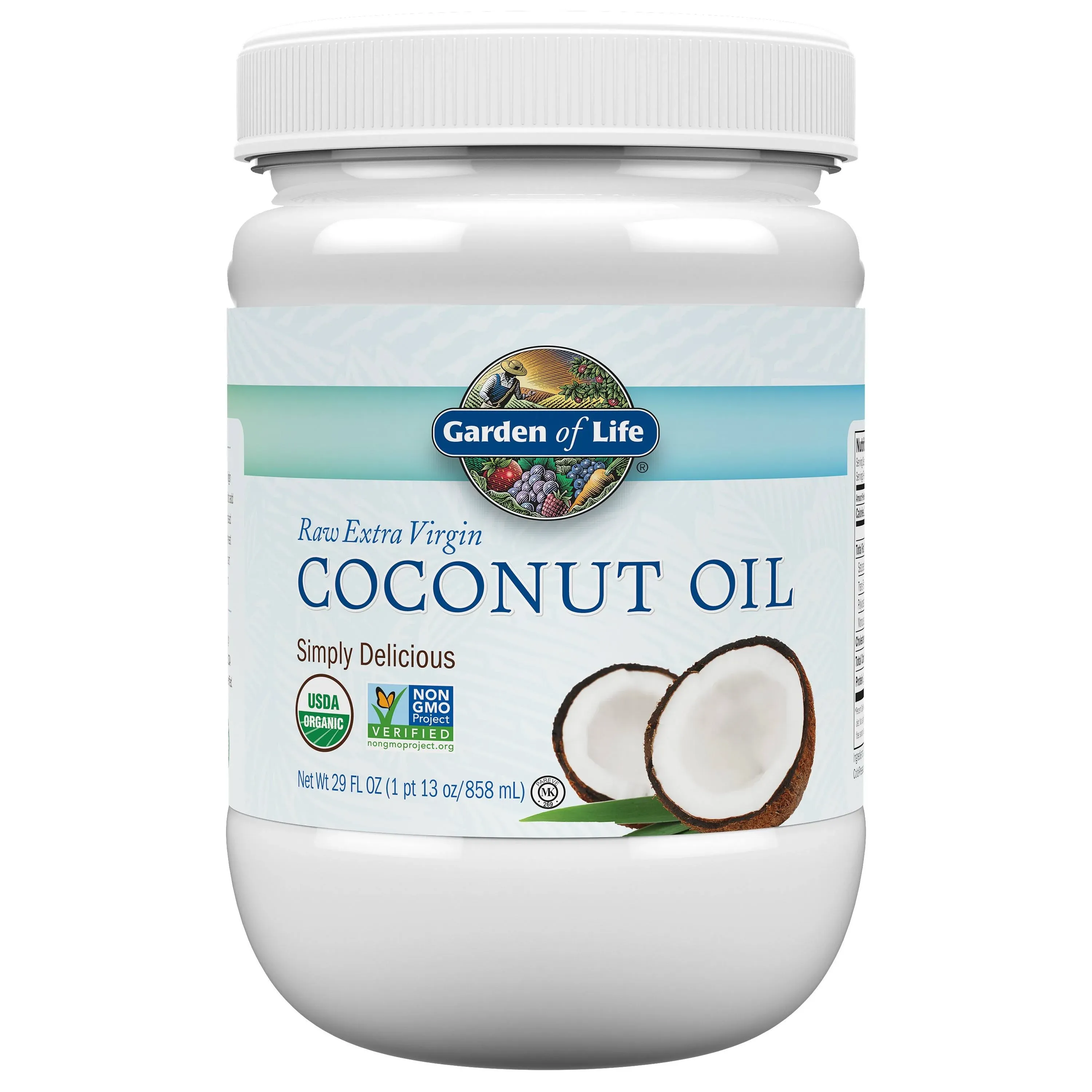 Garden of Life Coconut Oil for Hair, Skin, Cooking - Raw Extra Virgin Organic Coconut Oil, 27 Servings - Pure Unrefined Cold Pressed Oil with MCTs for Body Care or Baking, Aceite de Coco Organico