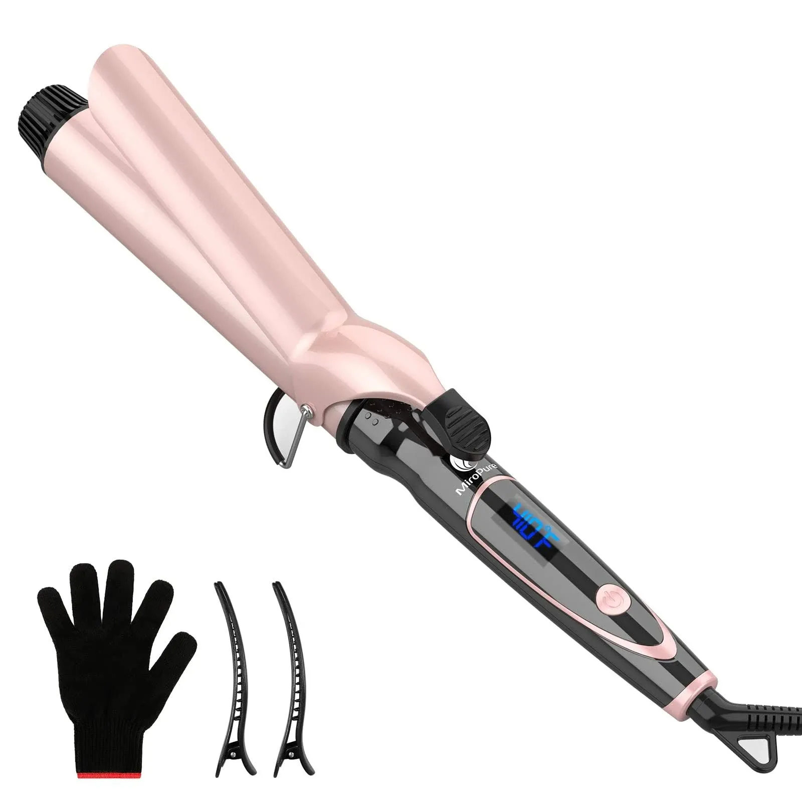 Miropure Curling Iron 1 1/2-Inch Instant Heat with Extra-Smooth Tourmaline Ceramic Coating, Glove Included