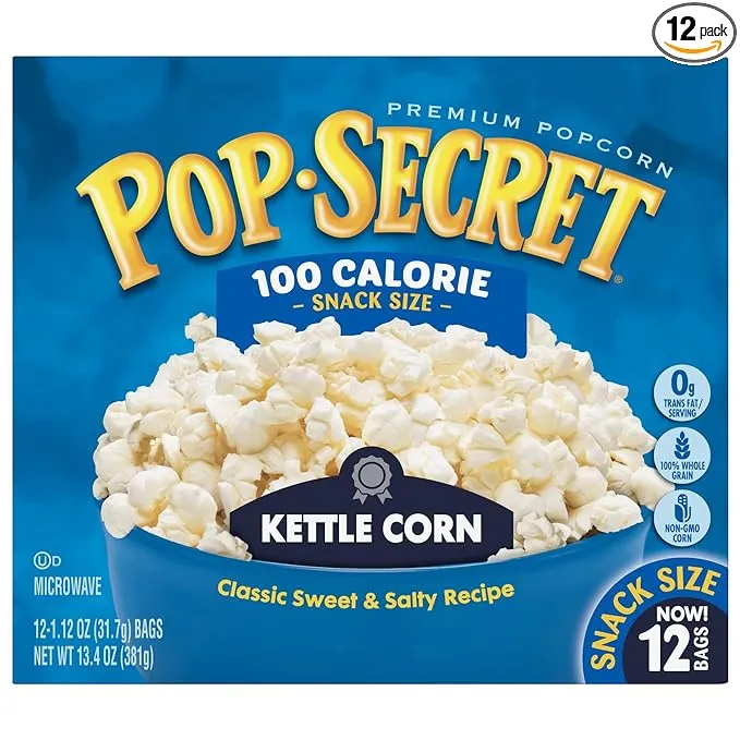 Pop Secret Popcorn, Kettle Corn, 3 Ounce Microwave Bags, 12 Count Box,1.12 Ounce (Pack of 12)