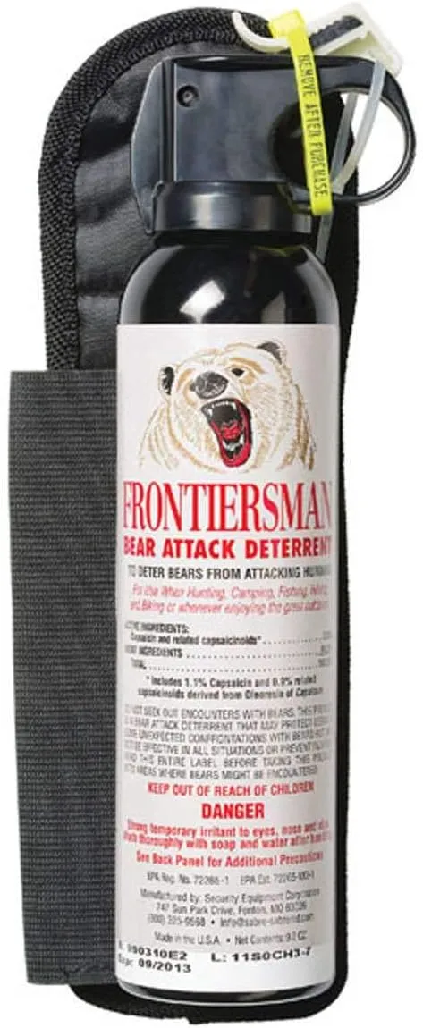 SABRE Frontiersman 9.2 Ounces, Bear Spray with Belt Holster, White, 9.5 in., 1 Ct, Adult