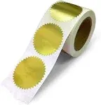 Next Day Labels 2" Round, Gold Metallic Package, Envelope, Certificate Wafer Seals with Serrated Edge. 250 Stickers per Roll