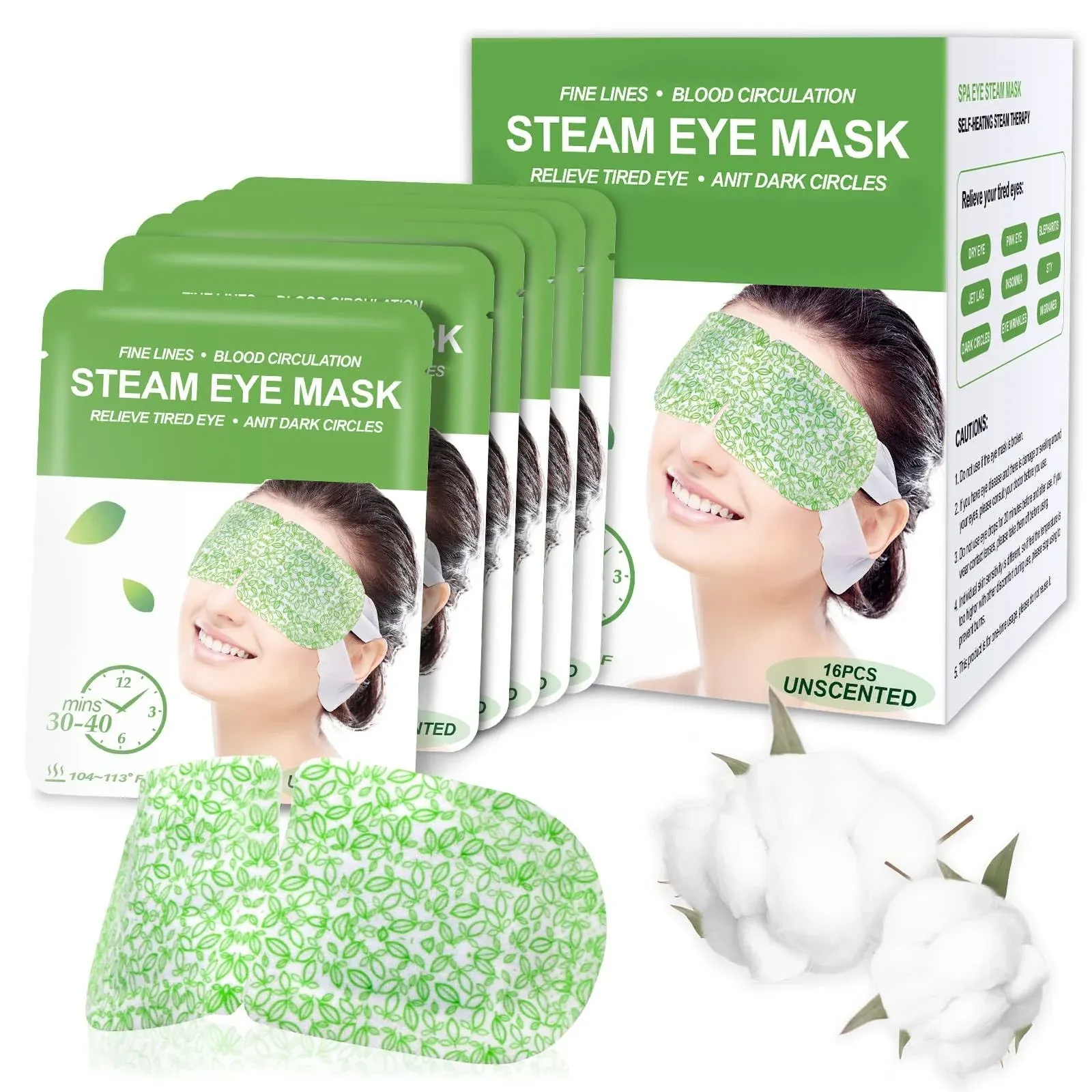 16 Packs Steam Eye Masks, Prociv Warm Eye Mask, Hot Sleep Eye Mask for Dry Puffy Fatigue Mask for Eyes - Unscented