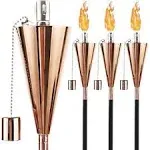 Fab Based Oil Torch Lamp Torch for Outside/Patio/Garden/Lawn/Backyard - 55 inch - Stainless Steel - Fiber Glass Wick - Set of 4 Pieces-Ou