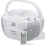 Retekess TR621 CD and Cassette Player Combo, Portable Boombox AM FM Radio, Tape Recording, Stereo Sound with Remote Control, USB, Micro SD, for Family(White)