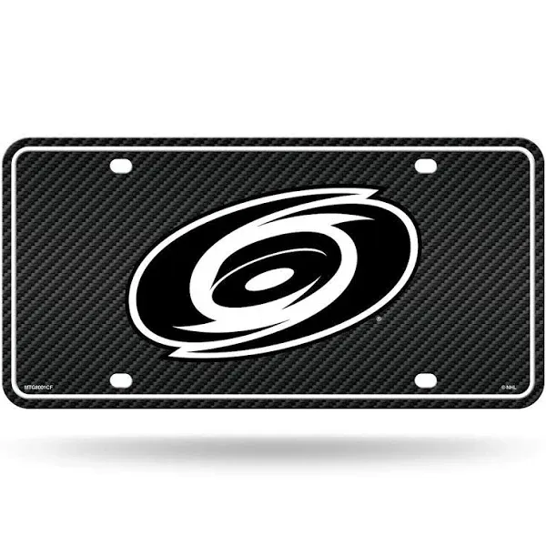 Rico Industries NHL Carolina Hurricanes Carbon Fiber Metal Auto Tag 8.5" x 11" - Great for Truck/Car/SUV