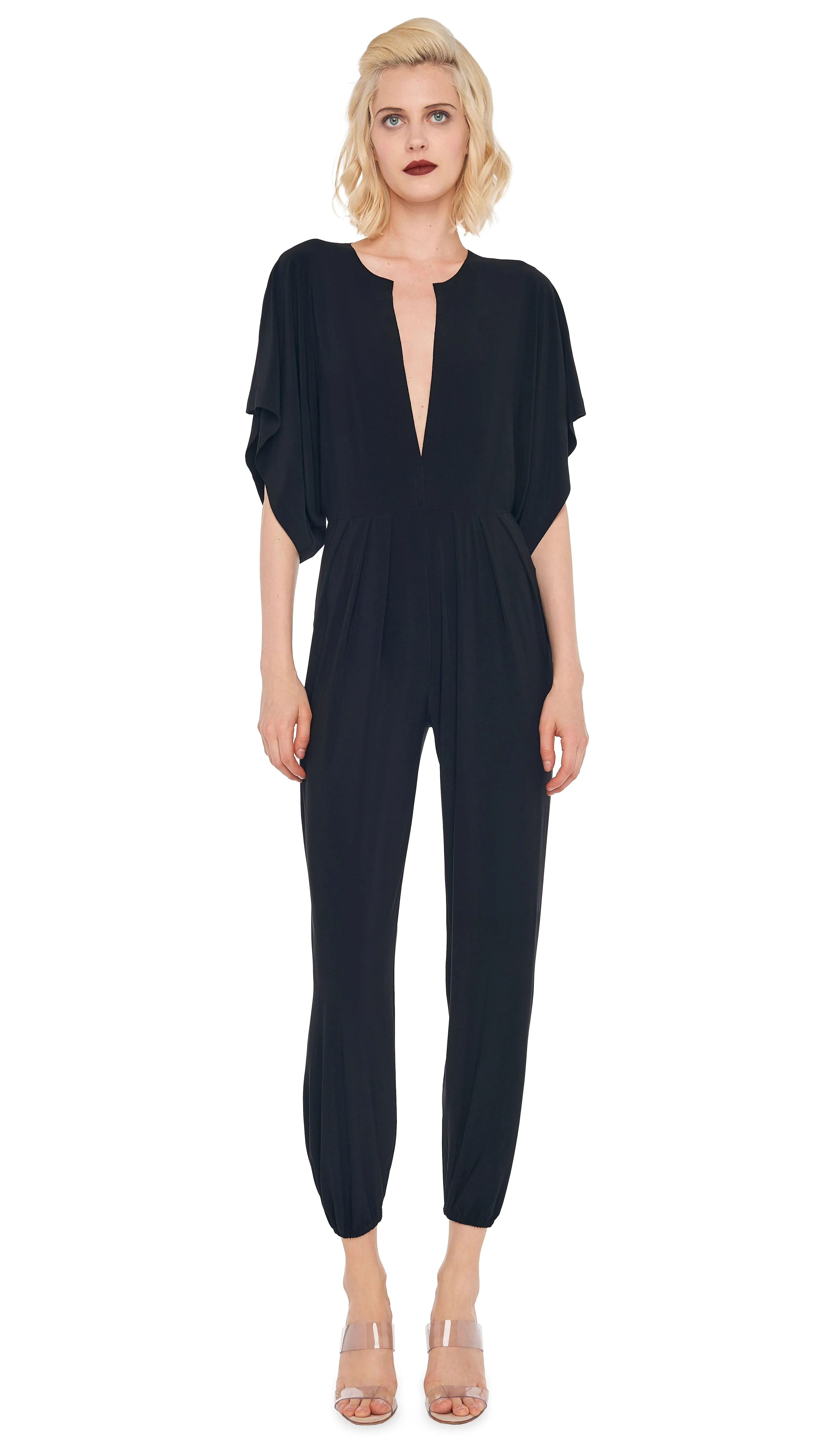 NWT Norma Kamali Rectangle Jog Jumpsuit Black Stretch size S