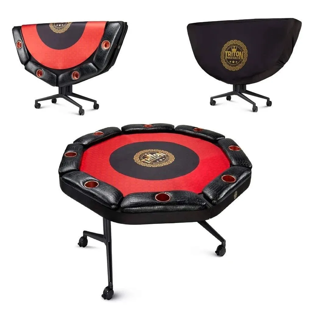 Triton Premium Poker Table for 8 Players - Foldable and Long-Lasting Poker Table, Luxurious Vegas Style Casino Experience at Home