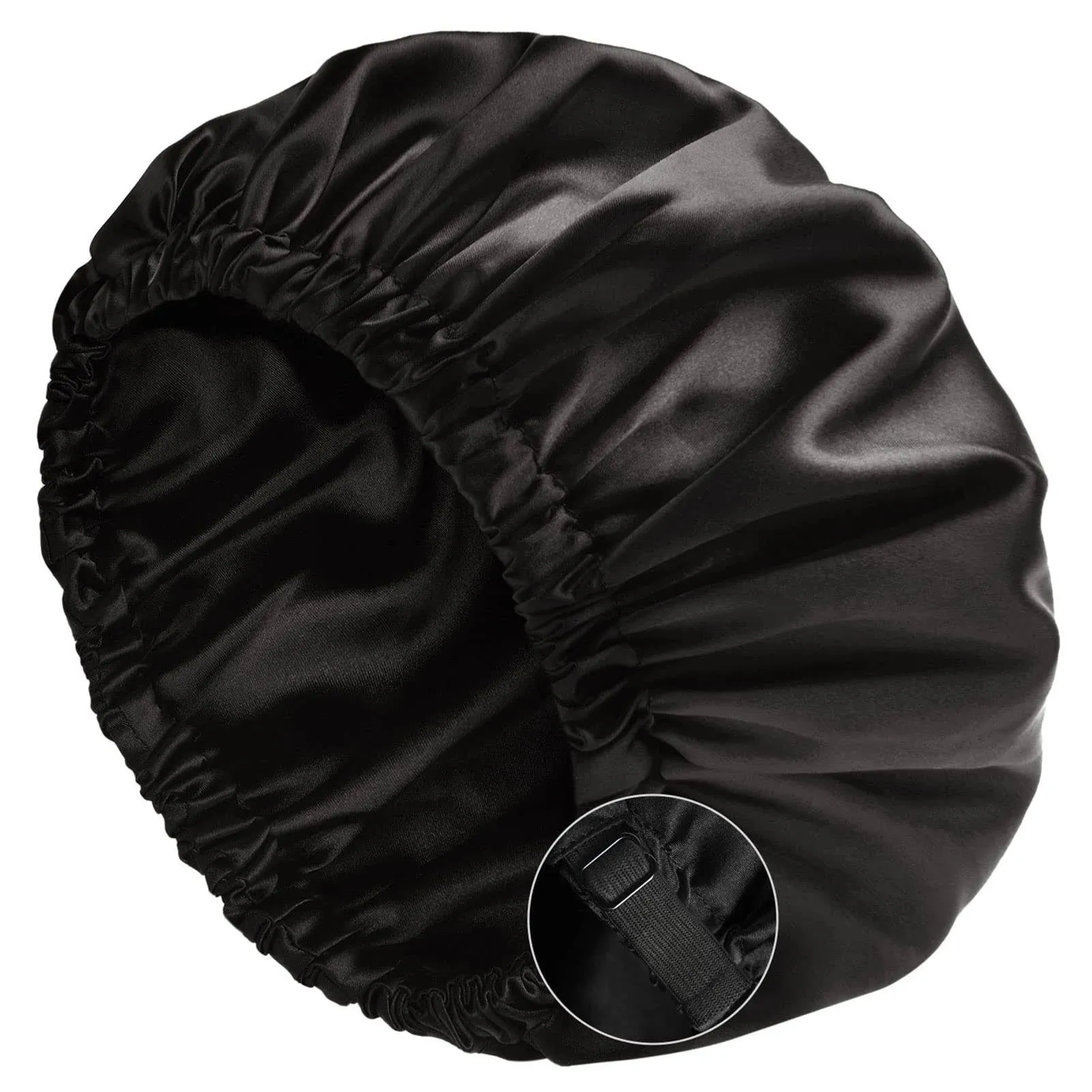 Silk Bonnet for Sleeping Satin Bonnets for Women and Men Double Large Black