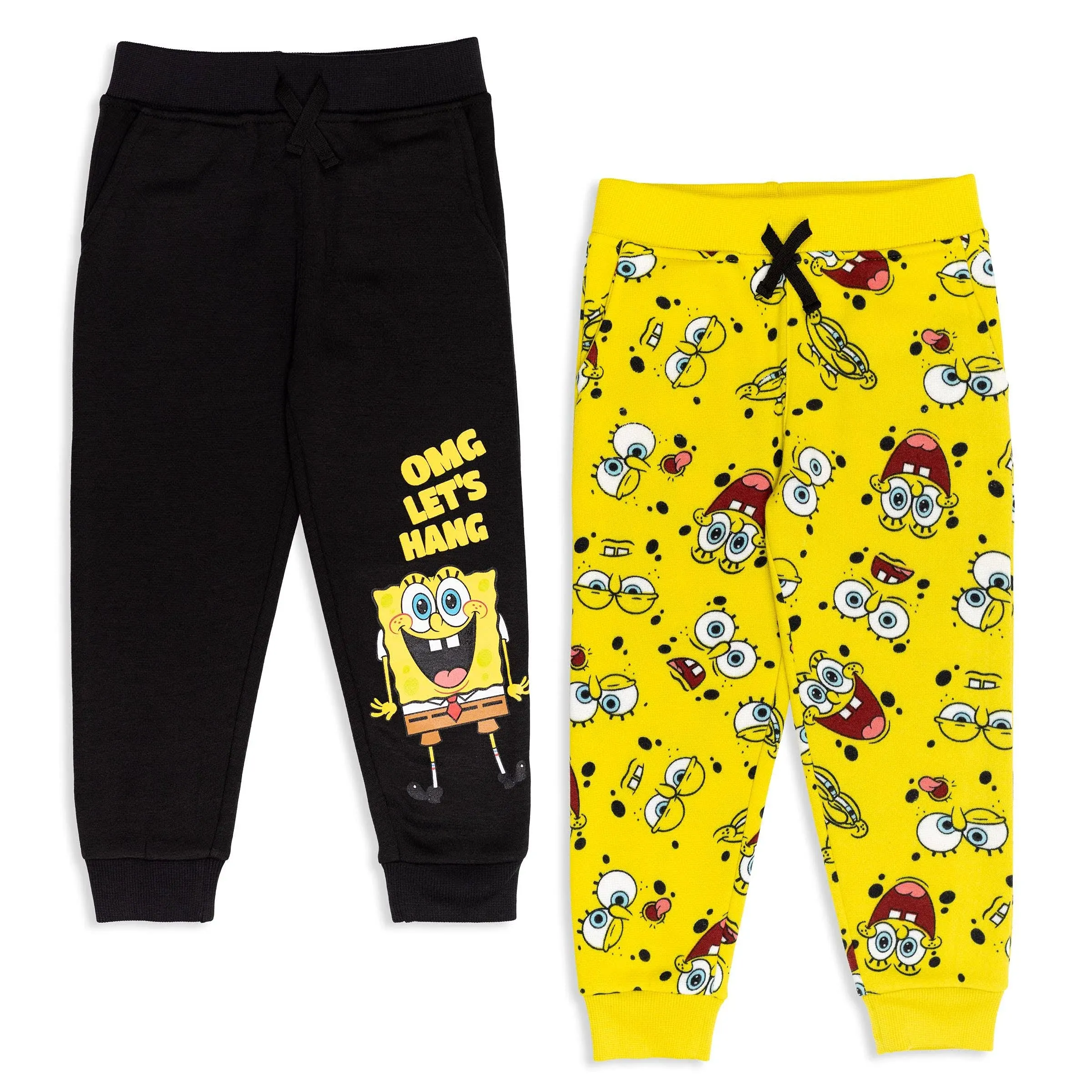 Spongebob SquarePants Boys Patrick Star Fleece 2 Pack Pants - Black/Yellow