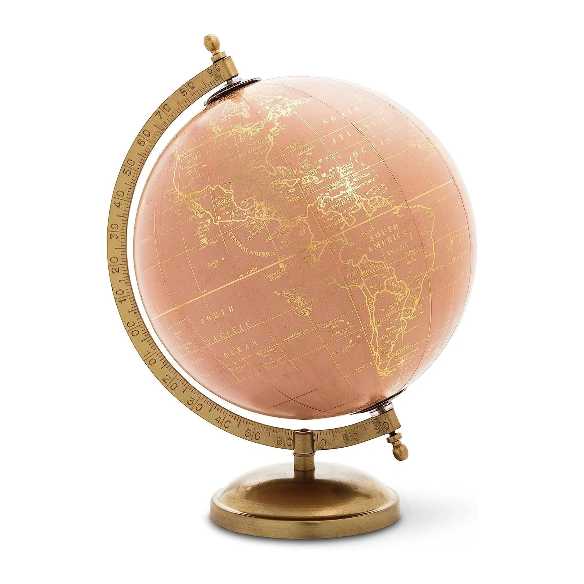 Abbott Collection 57-LATITUDE-01 Globe on Stand, Pink/Gold