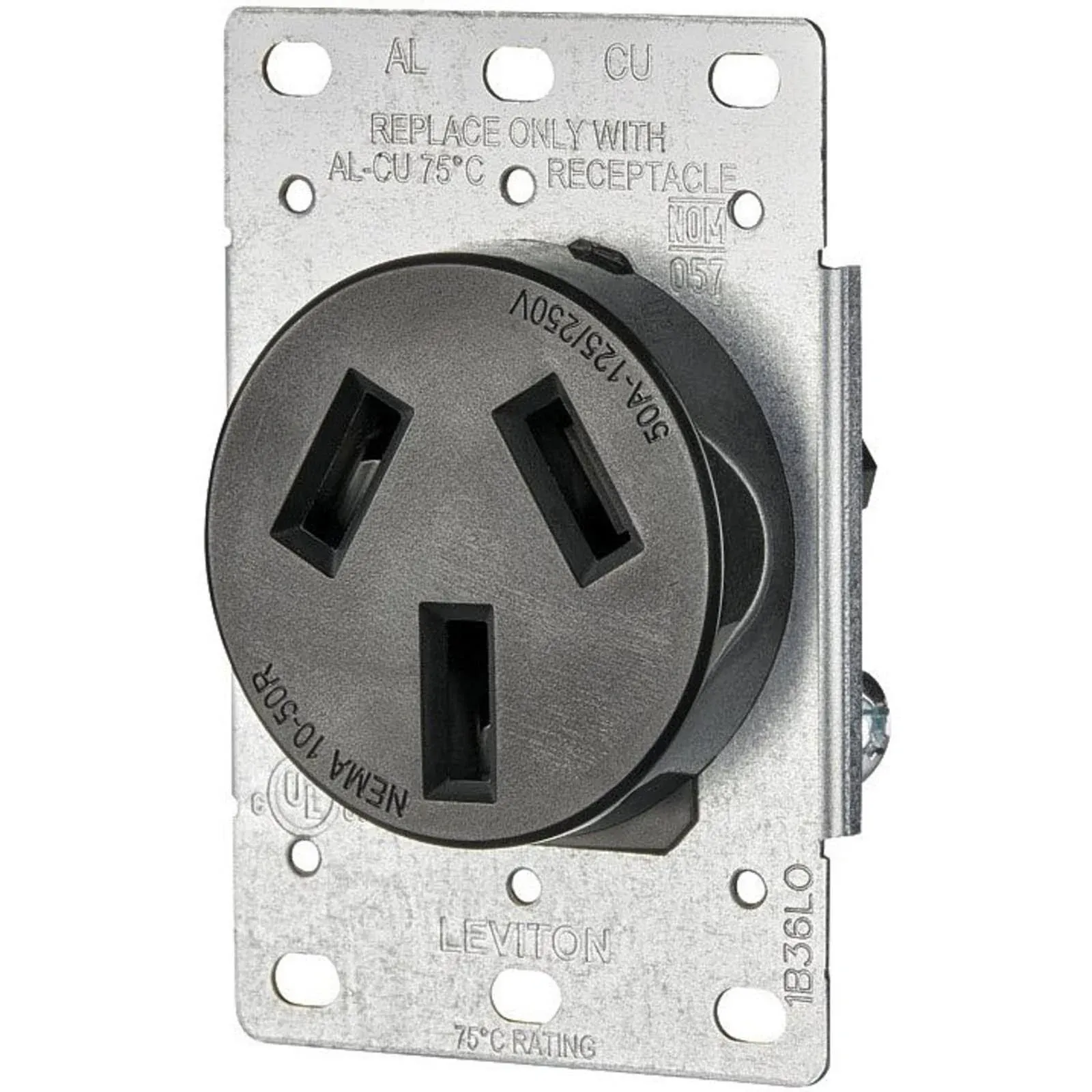 Leviton Flush Mount Receptacle - 50 Amp - Black