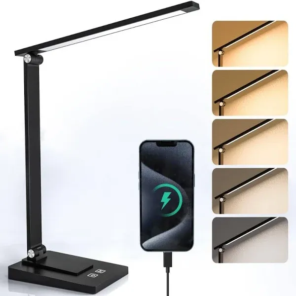 Desk Lamp Desks for Home Office LED with USB Charging Port Touch Reading Light 15 ...