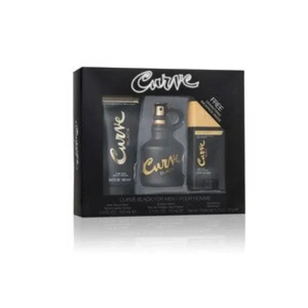 Mens Curve Black Cologne 3 Piece Gift Set After Shave Cologne Deodorant