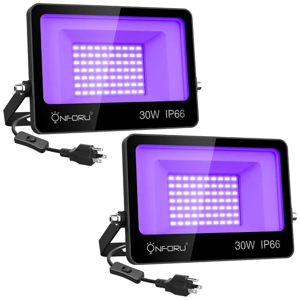 2 Pack 30W LED Black Lights, Blacklight Flood Light with Plug, IP66 Waterproof