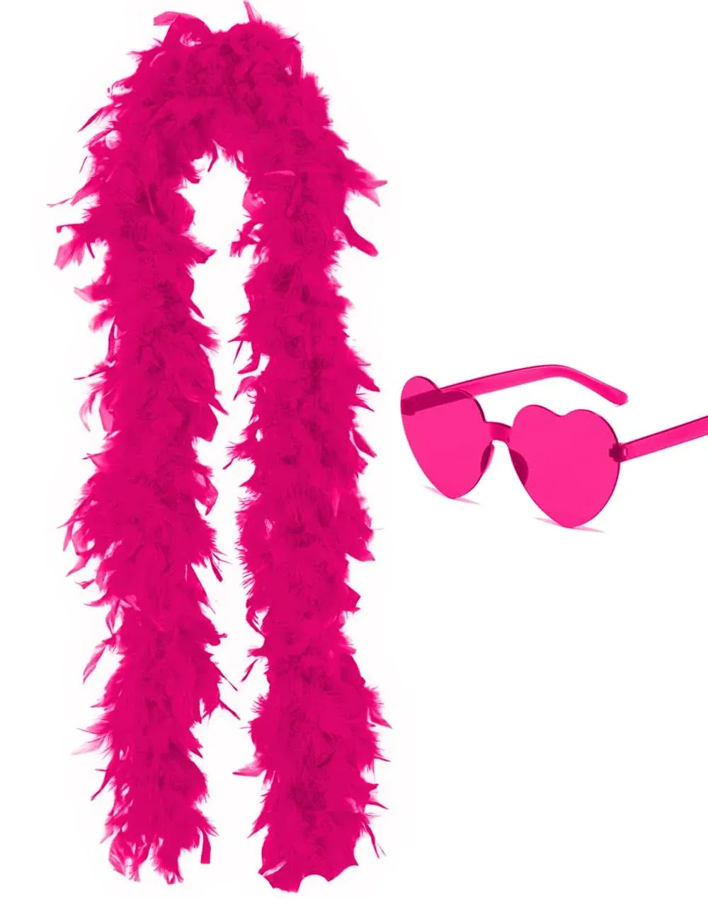 Ricawa Boa and Heart Sunglasses, 6.6ft Colorful Feather Boas for Adults Party Wedding Halloween Christmas Tree Decoration