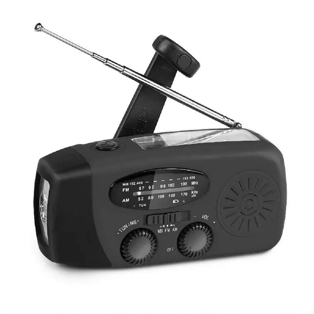 Upgrade Portable Solar Emergency Weather Radio Hand Crank AM/FM NOAA Survival ...