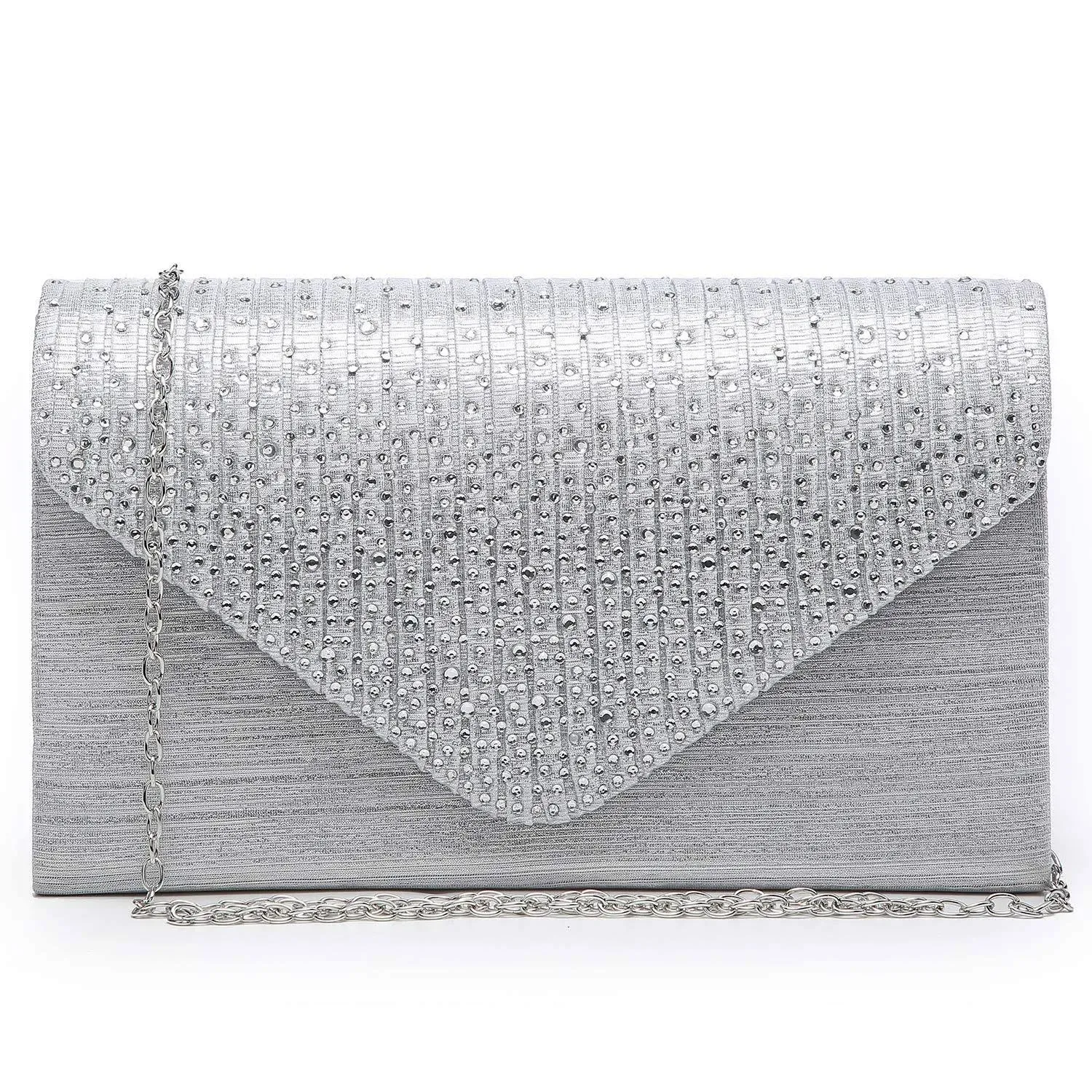 Dasein Ladies Frosted Satin Evening Clutch Purse Bag Crossbody Handbags Party ...