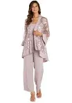 R&M Richards 2PC Pants Set W/Sequin Swing Jacket and Detachable Necklace