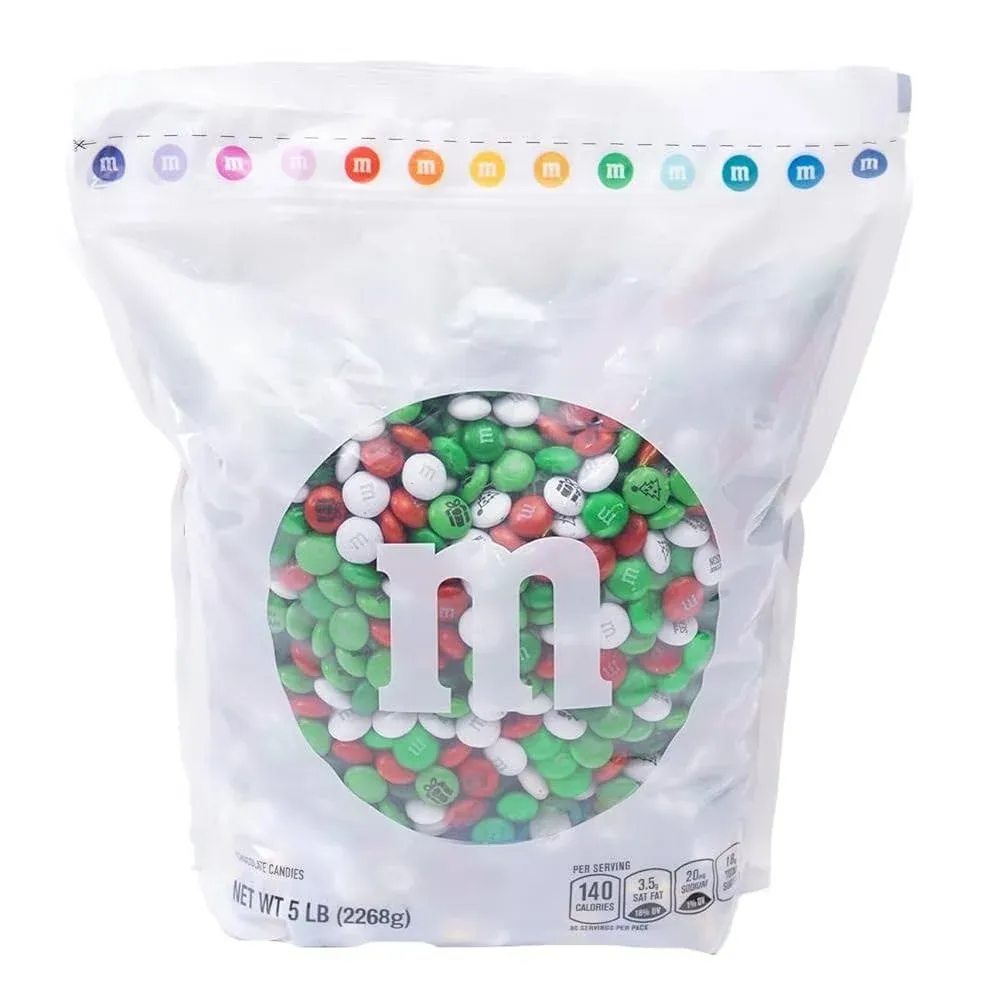 M&Ms Christmas Bulk Candy, 5 Pounds, Holiday Color & Designs for Christmas Snacks ...