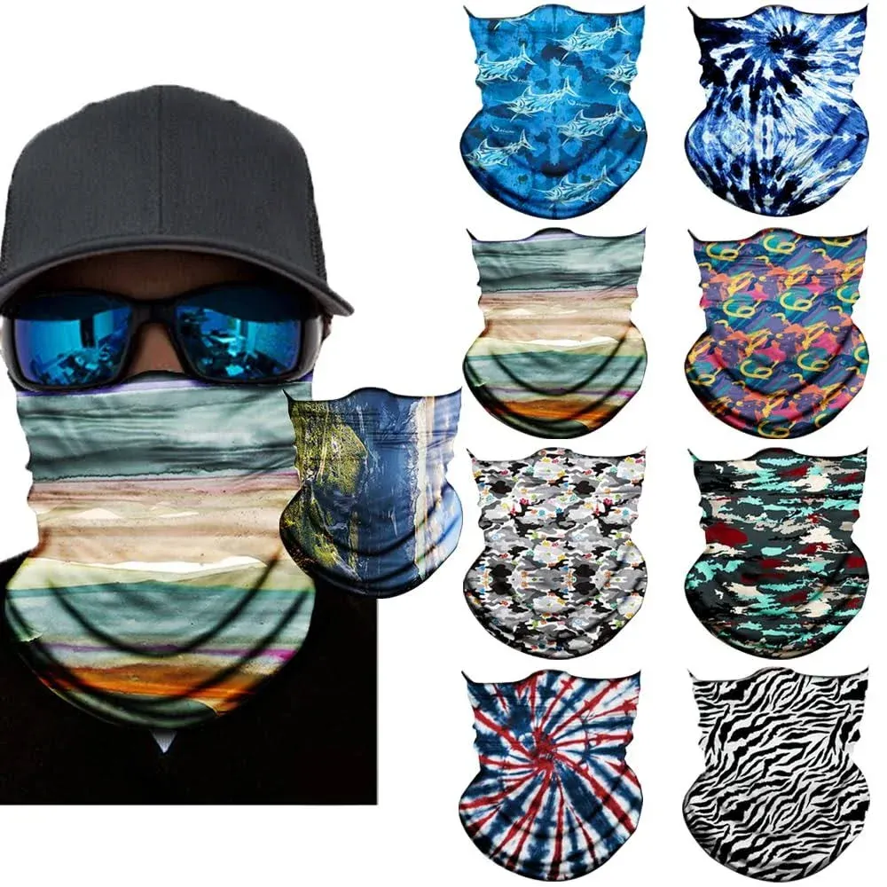 Sidasion Neck Gaiter Mask,UV Protection Bandana Gator Face Cover 9pcs Type V 