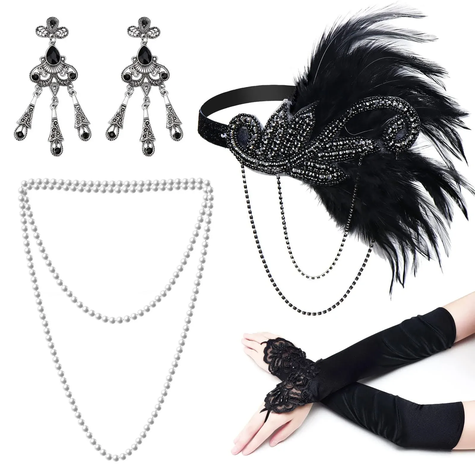 Dreamtop 1920s Great Gatsby Accessories Set, Flapper Costume Accessories Roaring ...