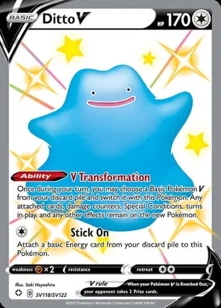 Pokémon TCG Ditto V Shining Fates SV118/SV122 Holo Shiny Holo Rare