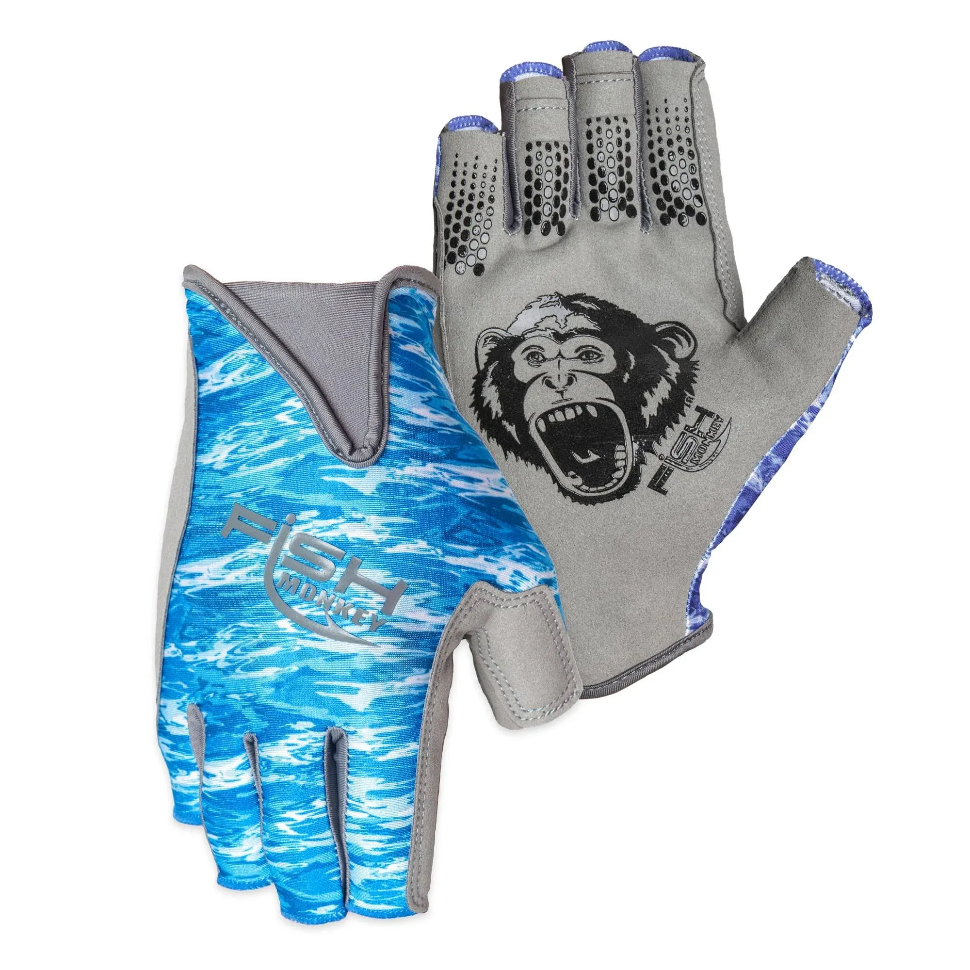 Fish Monkey UPF 50+ Exposed Fingers Quick Dry Breathable Half Finger Second Skin Fit Fishing Guide Gloves Superior Non Slip Grip for Men and Women