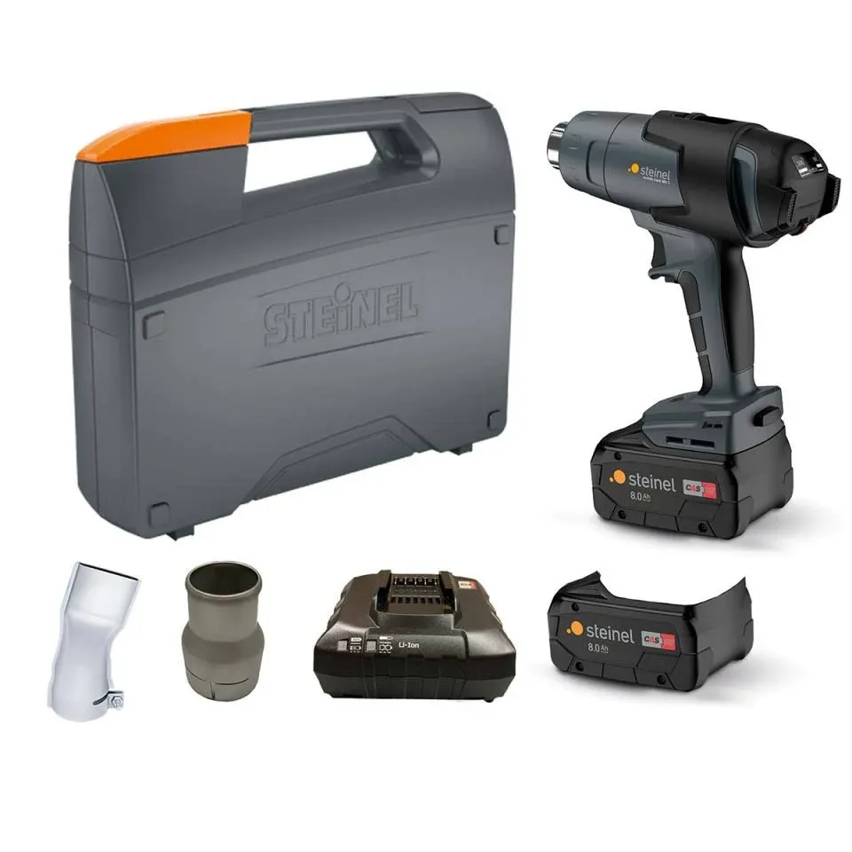 Steinel Cordless Heat Gun MH3 with 8.0 Ah Battery and Charger, 18V LCD Display