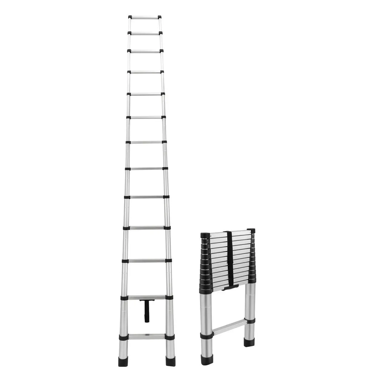 Telescoping Ladder, 12.5FT Aluminum Telescopic Extension Ladder with Non-Slip Feet, Multi-Purpose Collapsible Ladder for RV or Outdoor Work,330lbs Capacity