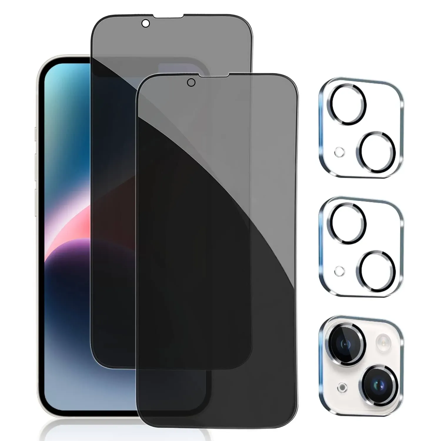 Pehael [2+2Pack] Privacy Screen Protector for iPhone 14 Plus with Camera Lens Protector Full Coverage Anti-Spy Tempered Glass Film 9H Hardness Upgrade Edge Protection Easy Installation Bubble Free [6.7 inch]