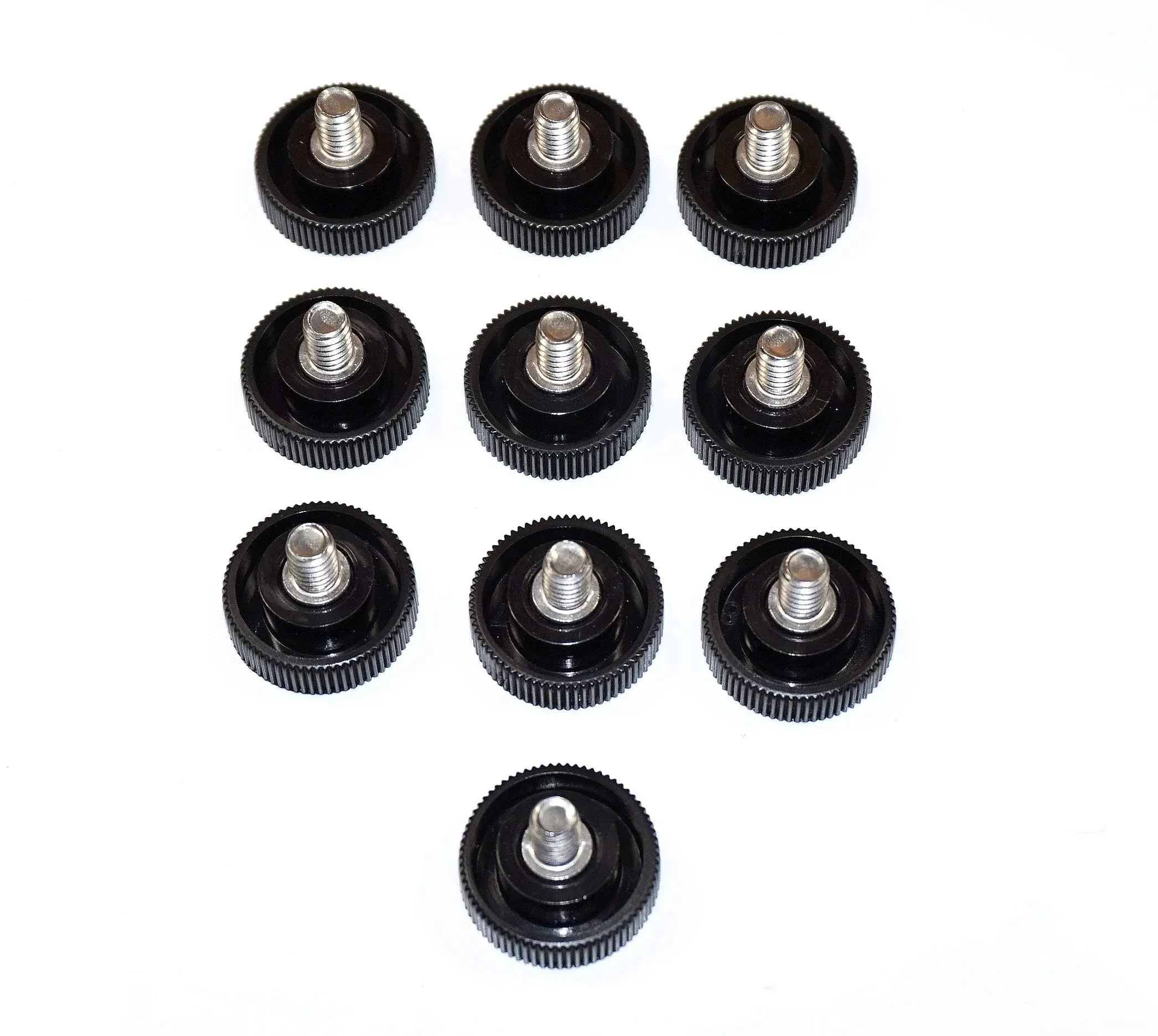 (10) 1/4&#034;-20 x 3/8&#034; Thumb Screws Stainless Steel -1&#034; Round Plastic Black Knob 