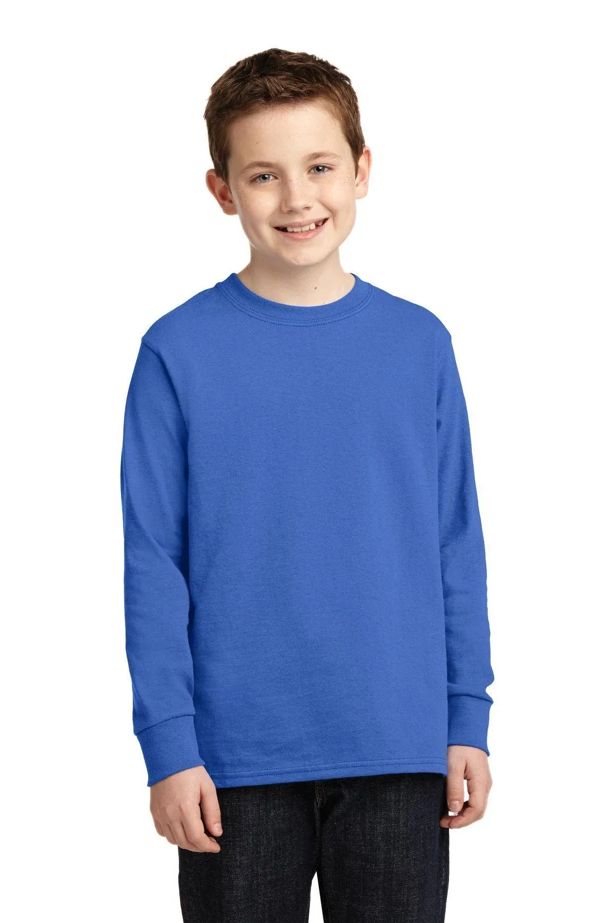 Port & Company Boys' Long Sleeve 54 oz 100% Cotton T Shirt