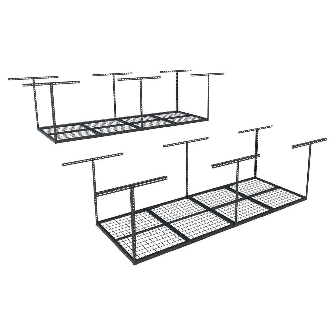 FLEXIMOUNTS 3x8 Overhead Garage Storage Rack,Adjustable Garage Storage Organization Systerm,Heavy Duty Metal Garage Ceiling Storage Racks,2 Pack,Black