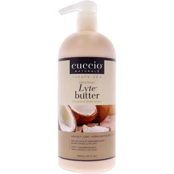 Cuccio Naturale Ultra Sheer Lyte Butter - Coconut and White Ginger Body Butter 32 oz