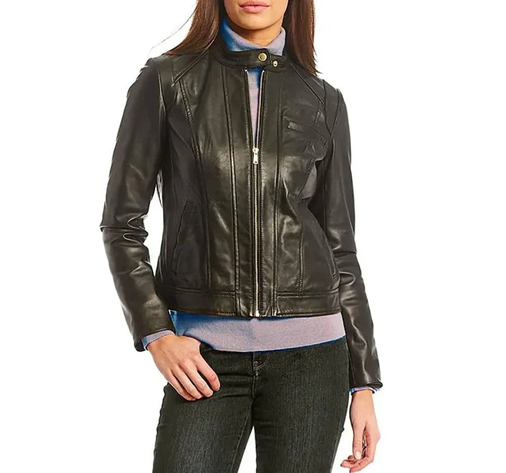 Cole Haan Women's Racer Leather Jacket