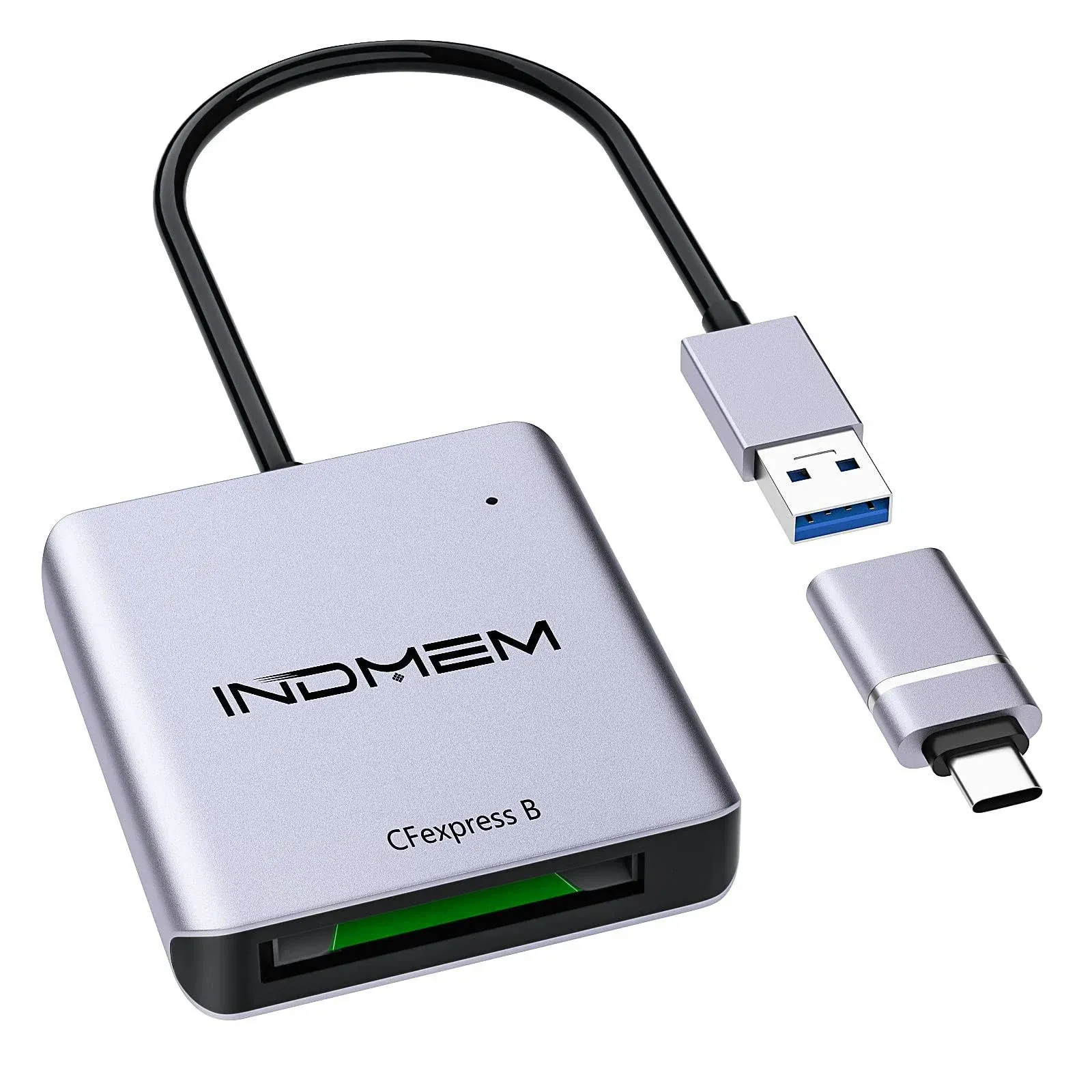 INDMEM CFexpress Card Reader,USB C 3.1 Gen 2 Type C to CFexpress B Reader, CFexpress B Memory Card Adapter up to 10Gbps, Support Android/Windows/Mac OS/Linux