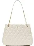 Kate Spade Carey Quilted Leather Large Tote Bag Chain Shoulder In Parchment