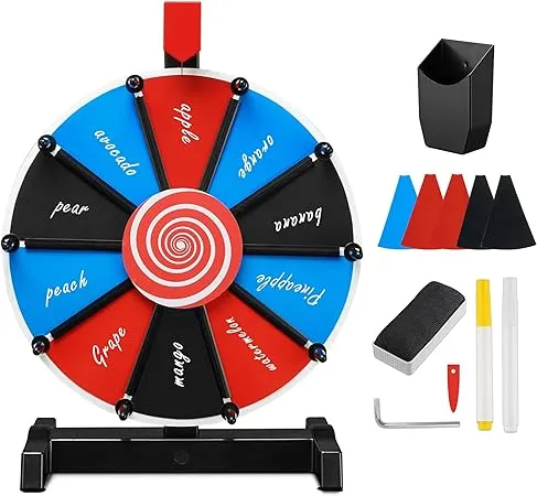 WinSpin 12 Inch Prize Wheel DIY Insertable Tabletop Spinning Wheel, 10 Slots Fortune Design Carnival Spin Game, DIY Series