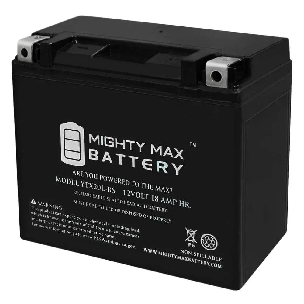 Mighty Max Battery YTX20L-BS Battery for Harley-Davidson FXS Softail Blackline 2011-2014