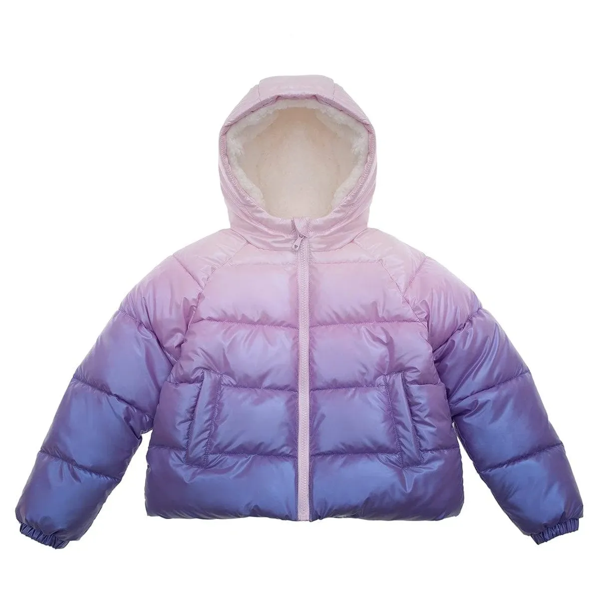 Rokka&Rolla Girls Heavyweight Puffer Jacket Sherpa Lined Bubble Coat - Magenta Pink