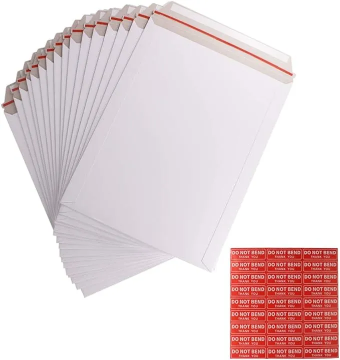 zmybcpack 100 Pack 9X12 inch Self Seal Photo Document Mailers Stay Flat White Cardboard Envelopes White Photography Mailersfor CD, Photos, Document