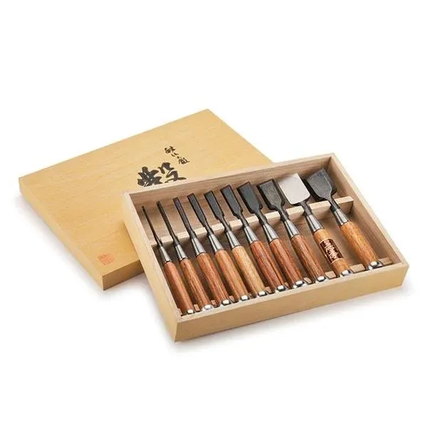 Fujikawa Okyo Japanese Chisel Set with Storage Box - 10 Piece | Woodcraft