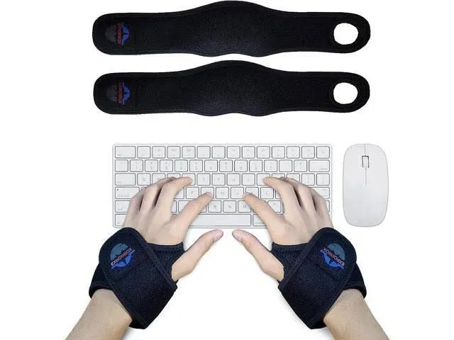 EXPOPROX-Wearable Wrist Rest Pads, 2 Pc. Set, Ergonomic Mouse and Keyboard Support Cushions to Reduce Joint Stress, Tension,Adjustable Fit with Padded Comfort.